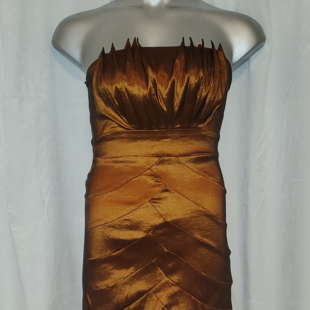 Christmas Rust M Metallic Shimmer Strapless bandage Dress.
